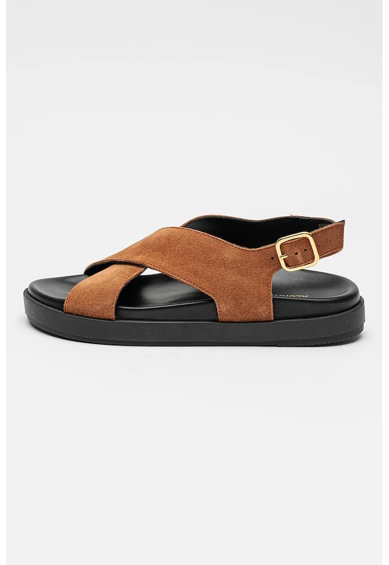 Sandale slingback din piele intoarsa Nico, Maro Siena