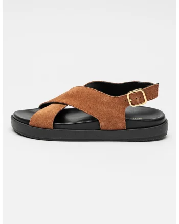 Sandale slingback din piele intoarsa Nico, Maro Siena