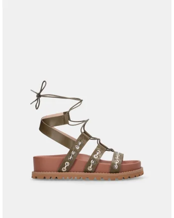 Sandale gladiator de piele peliculizata