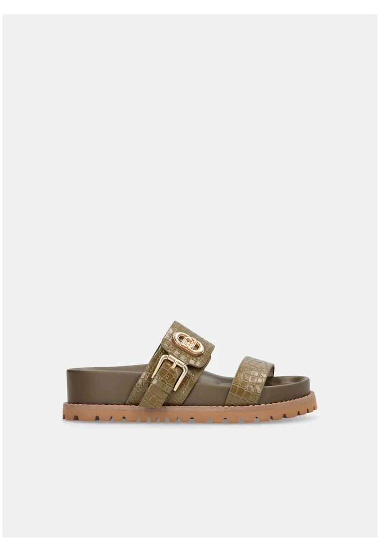 Papuci cu model piele de crocodil si catarama