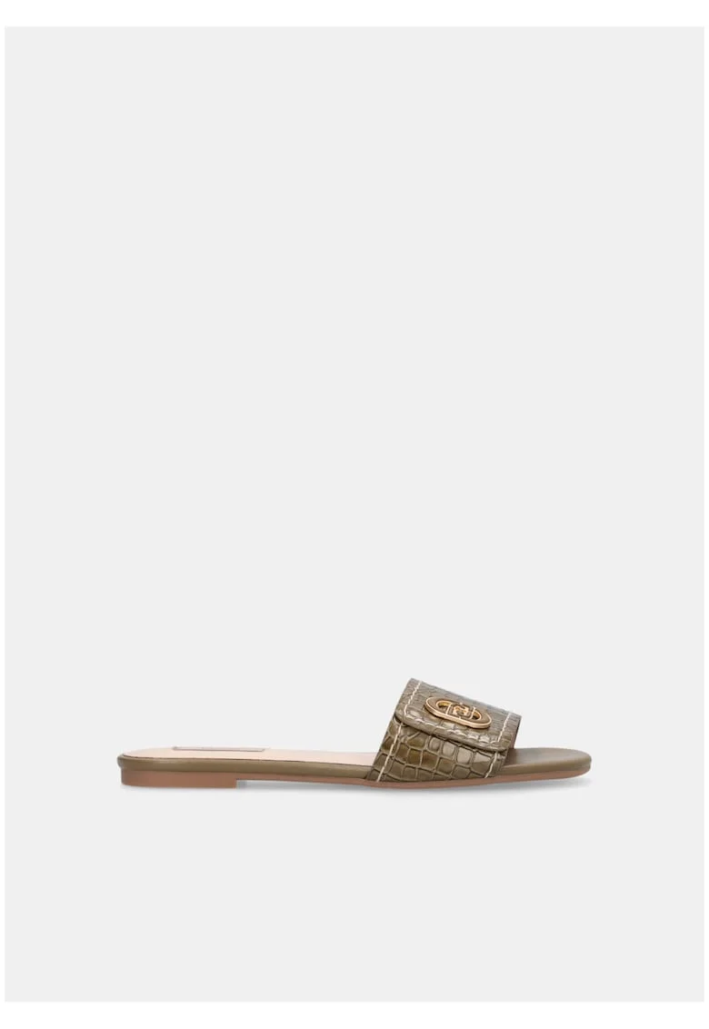 Papuci de piele ecologica cu model piele de crocodil