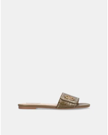 Papuci de piele ecologica cu model piele de crocodil