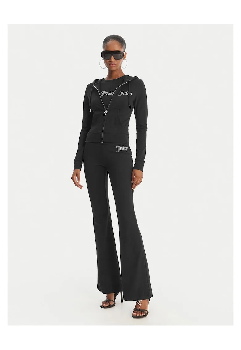 Pantaloni de trening dama,  evazati, negru, bumbac/modal/poliester