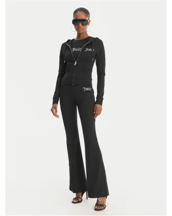 Pantaloni de trening dama,  evazati, negru, bumbac/modal/poliester