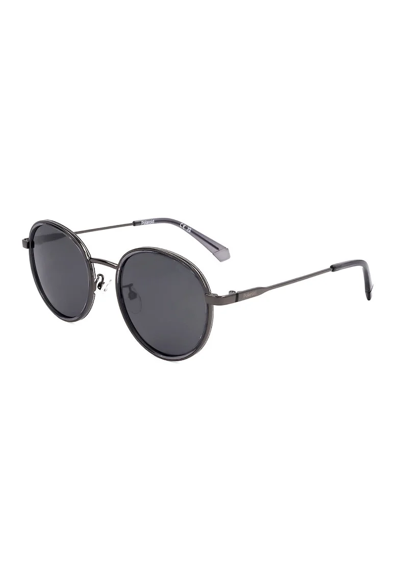 Ochelari de soare rotunzi unisex cu lentile polarizate, Gri antichizat/Argintiu inchis