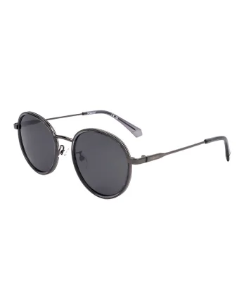 Ochelari de soare rotunzi unisex cu lentile polarizate, Gri antichizat/Argintiu inchis