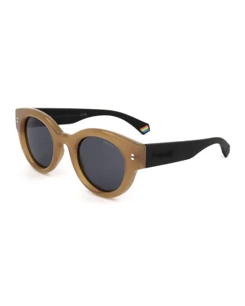 Ochelari de soare unisex polarizati, Negru/Maro pamantiu