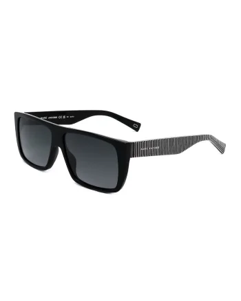 Ochelari de soare dreptunghiulari unisex cu lentile in degrade, Negru