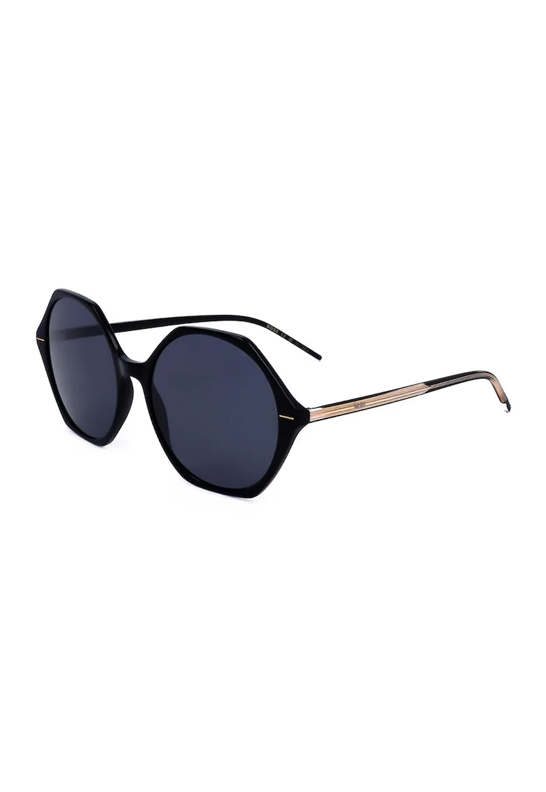 Ochelari de soare hexaonali, Negru/Maro camel