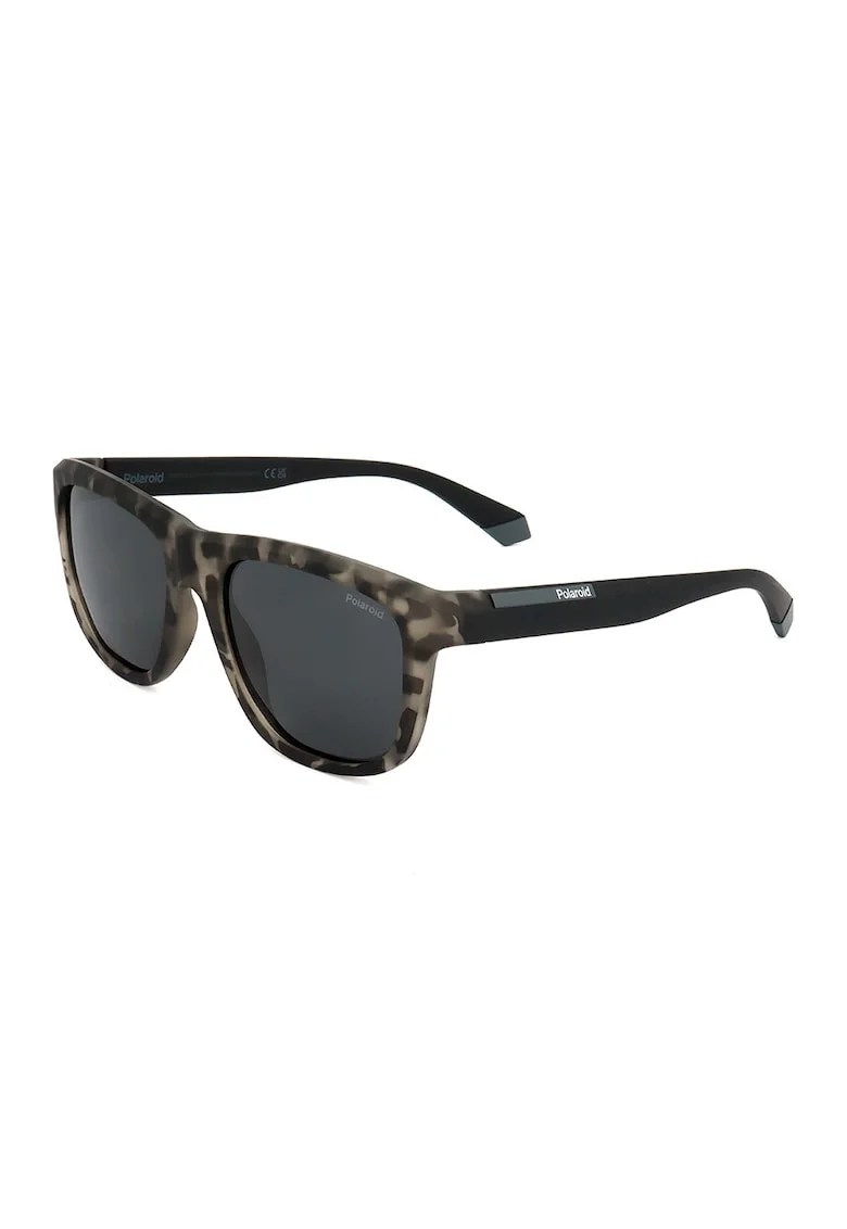Ochelari de soare unisex dreptunghiulari cu lentile polarizate, Negru/Gri maroniu