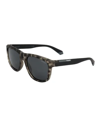 Ochelari de soare unisex dreptunghiulari cu lentile polarizate, Negru/Gri maroniu