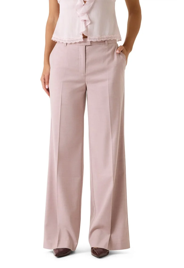 Pantaloni eleganti cu croiala ampla, Roz deschis