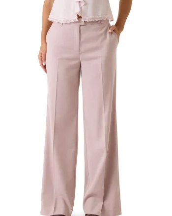 Pantaloni eleganti cu croiala ampla, Roz deschis