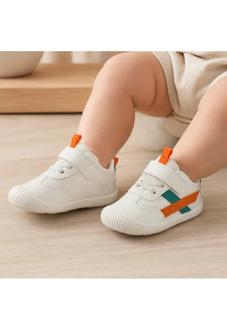 Pantofi sport primii pasi,  Talpa flexibila si antiderapanta, Inchidere Velcro, Portocaliu