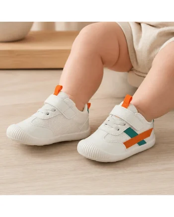 Pantofi sport primii pasi,  Talpa flexibila si antiderapanta, Inchidere Velcro, Portocaliu