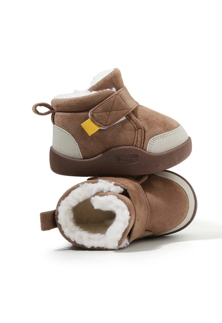 Ghetute de iarna,  talpa flexibila pentru primii pasi, interior imblanit calduros, inchidere velcro, Maro