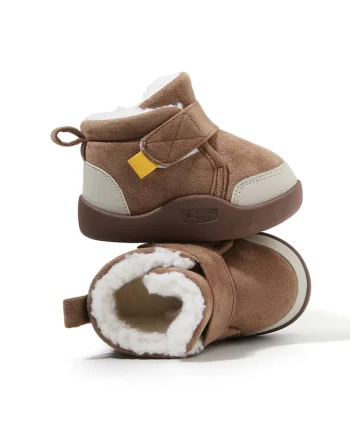 Ghetute de iarna,  talpa flexibila pentru primii pasi, interior imblanit calduros, inchidere velcro, Maro