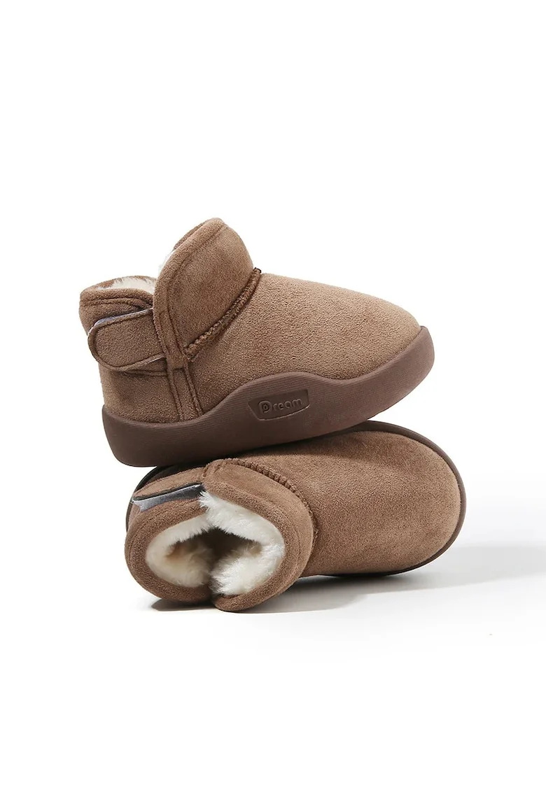 Ghetute de iarna,  talpa flexibila pentru primii pasi, interior imblanit, inchidere velcro, Maro