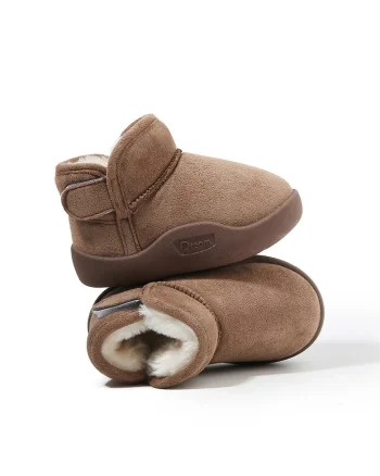 Ghetute de iarna,  talpa flexibila pentru primii pasi, interior imblanit, inchidere velcro, Maro