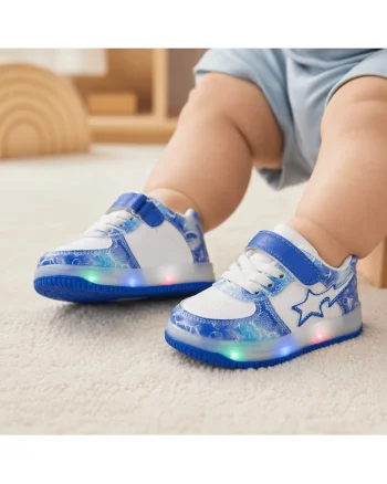 Pantofi copii cu lumini LED, Inchidere velcro, Albastru