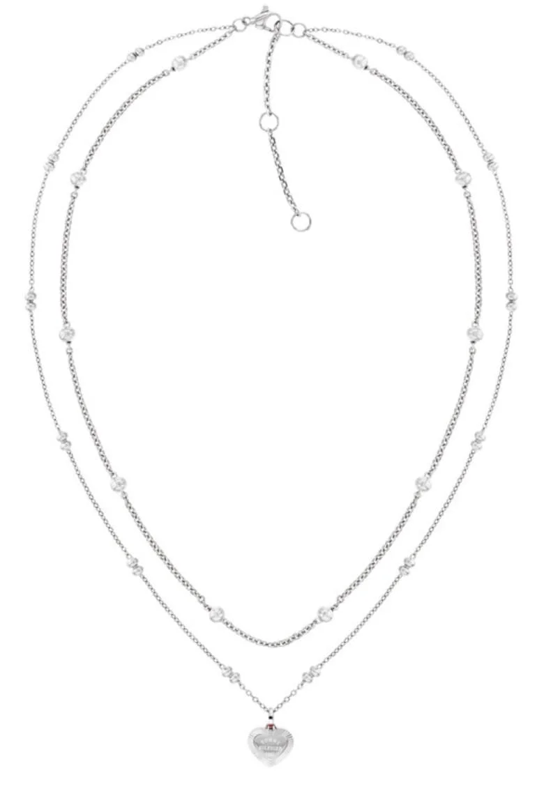 Colier  Woman’s dublu cu inima 2781009, Argintiu