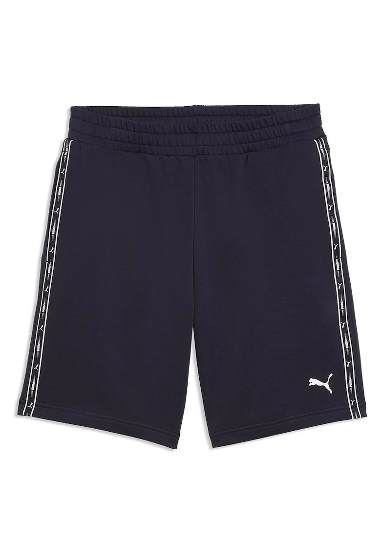 Pantaloni scurti cu benzi logo si talie elastica, Bleumarin