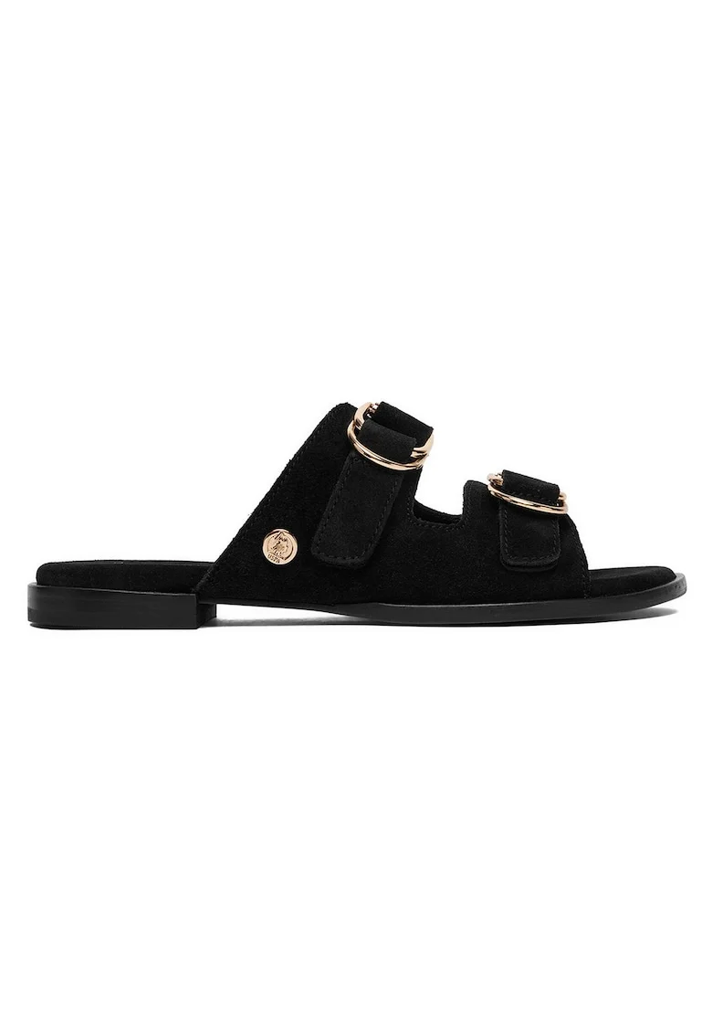 Papuci dama, negru, piele naturala, Negru
