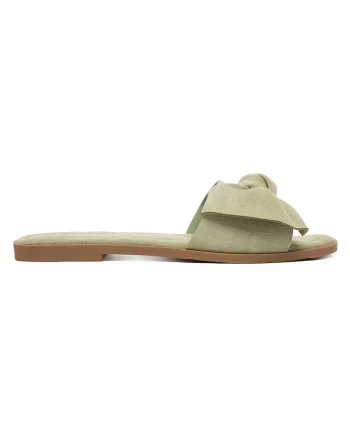 Slapi dama  verzi, textil, design minimalist, cu funda