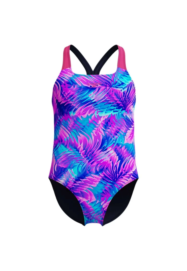 Costum inot fete  Printed Powerback roz/albastru, Roz