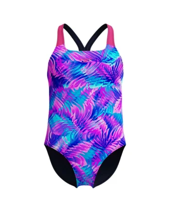 Costum inot fete  Printed Powerback roz/albastru, Roz