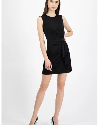 Rochie mini cu drapaj frontal Federal, Negru