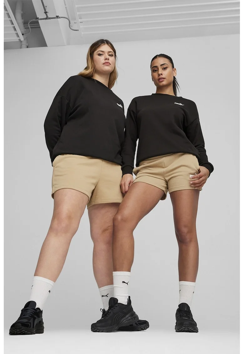 Pantaloni scurti de trening cu talie medie ESS, Bej inchis