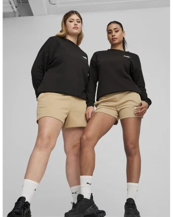 Pantaloni scurti de trening cu talie medie ESS, Bej inchis