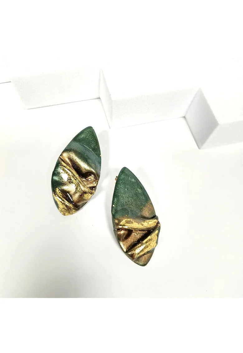 Cercei  din lut polimeric si rasina epoxidica, usori, multicolor, handmade