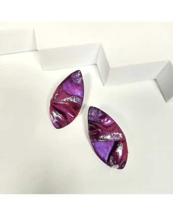 Cercei  din lut polimeric si rasina epoxidica, dimensiuni mari, usori, colorat, handmade