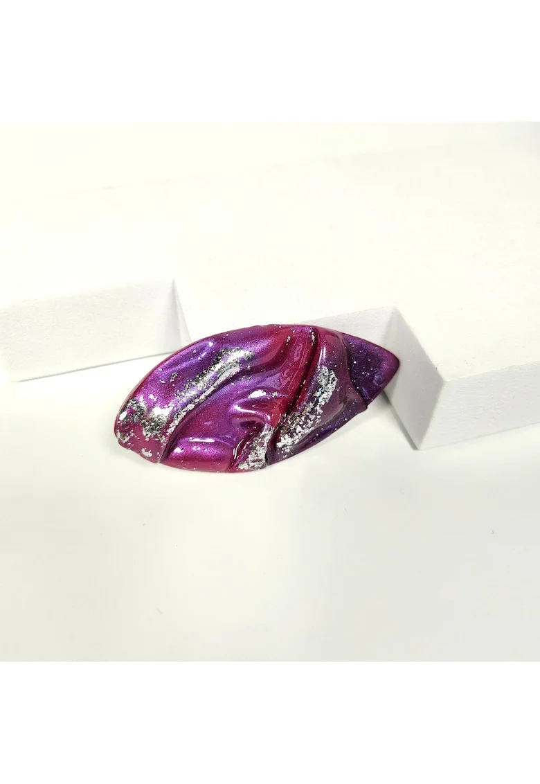 Brosa  Ellipse, lut polimeric si rasina epoxidica, multicolor, lucrata manual