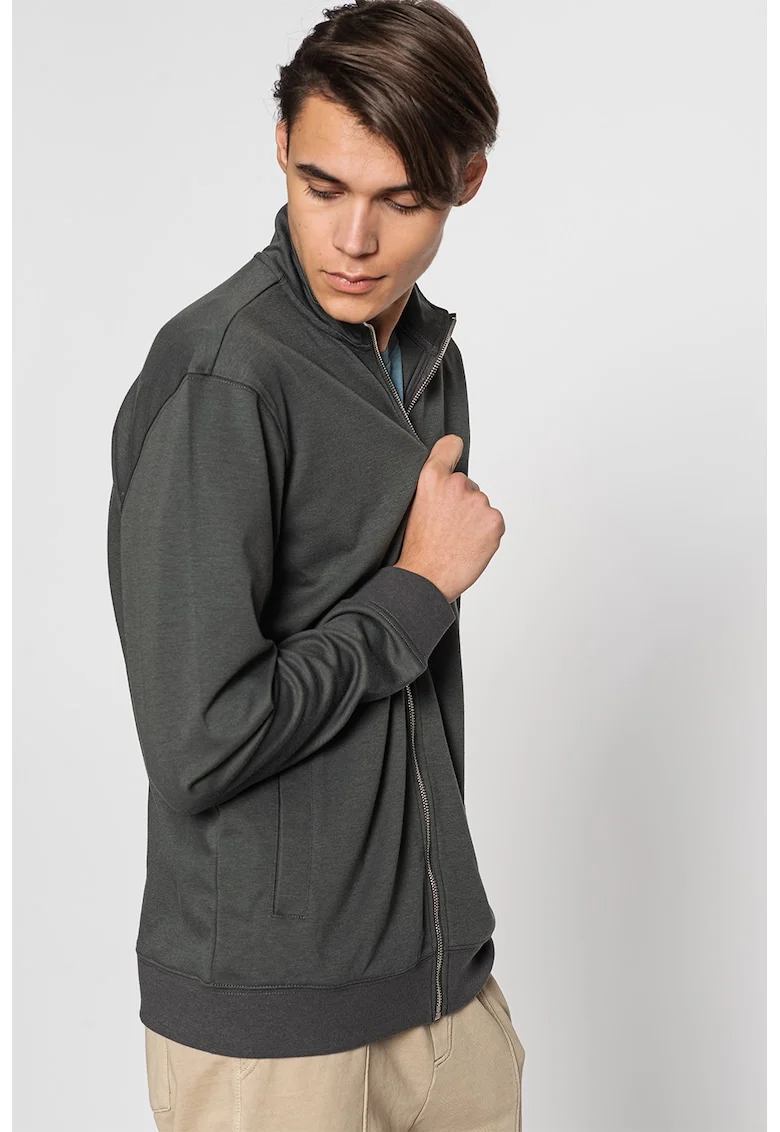 Bluza sport cu fermoar Oxley, Gri carbune/Gri inchis