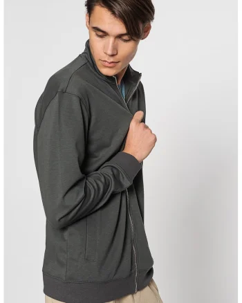 Bluza sport cu fermoar Oxley, Gri carbune/Gri inchis
