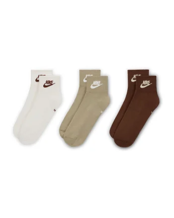 Set de sosete scurte unisex cu logo Essential - 3 perechi, Alb/Maro/Maro deschis