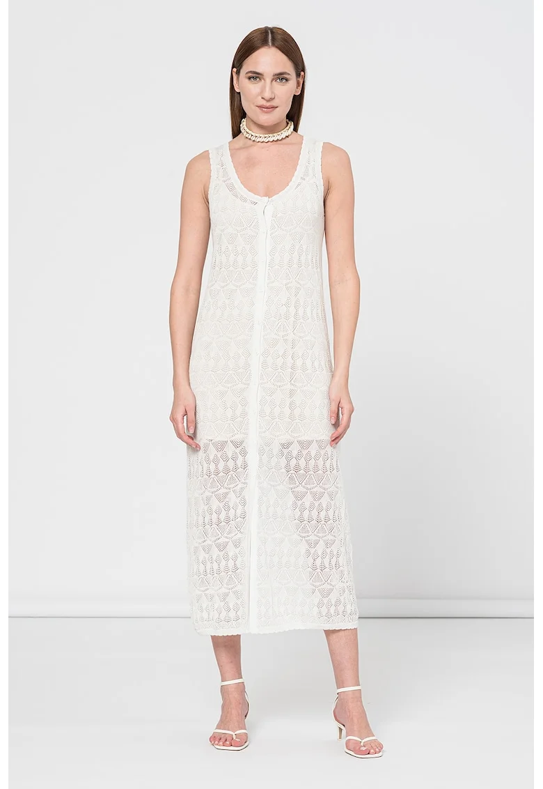 Rochie midi din amestec de in Patty, Alb