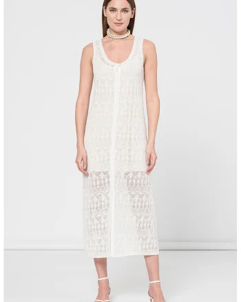 Rochie midi din amestec de in Patty, Alb