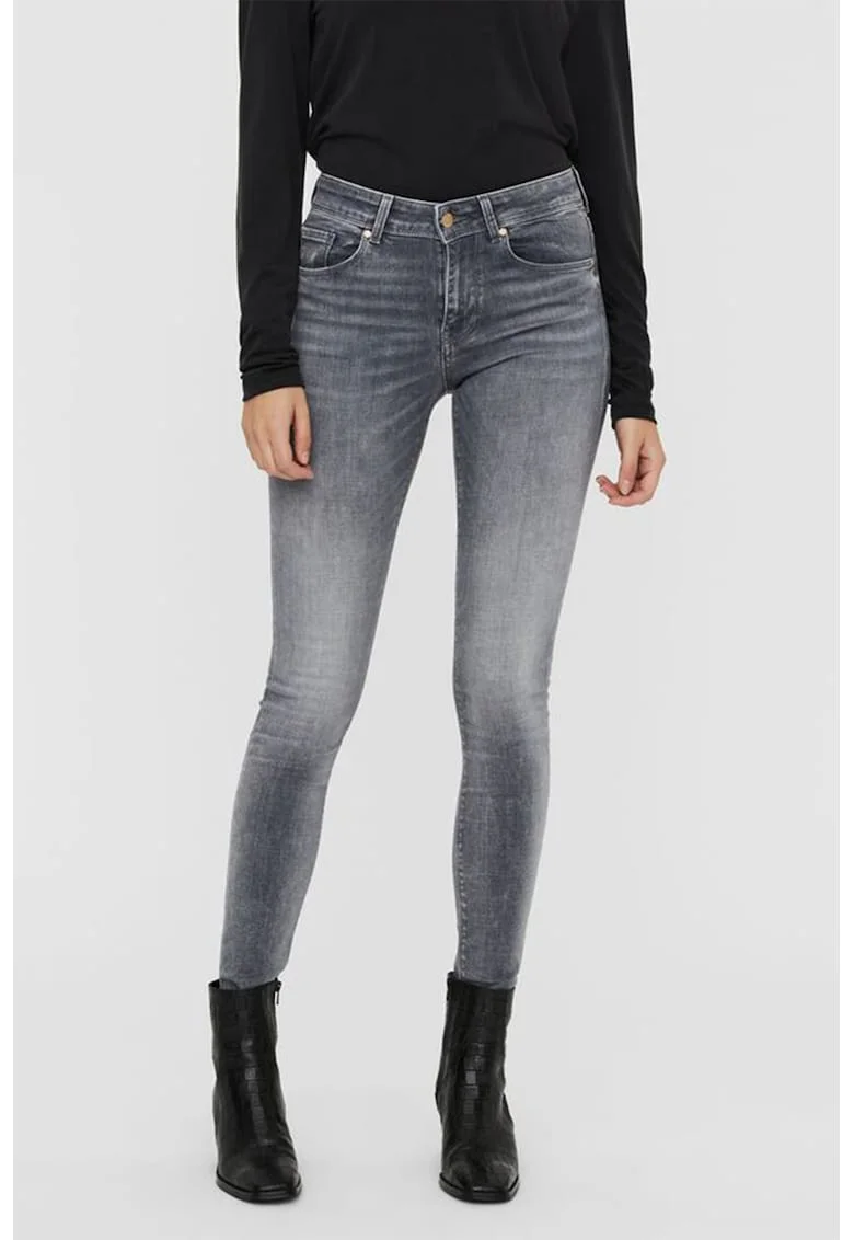 Blugi skinny cu talie medie, Gri