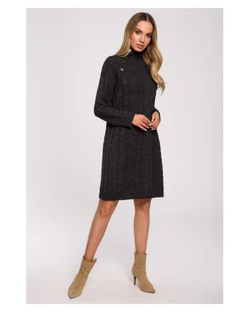 Rochie dama,  Acril/Poliamida, Negru, Gri grafit