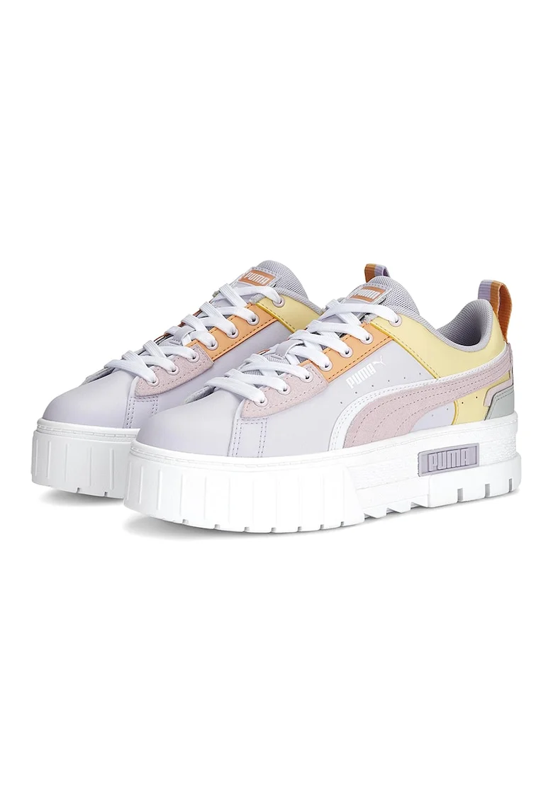 Pantofi sport flatform colorblock Mayze UT, Portocaliu/Lila pal/Roz pal
