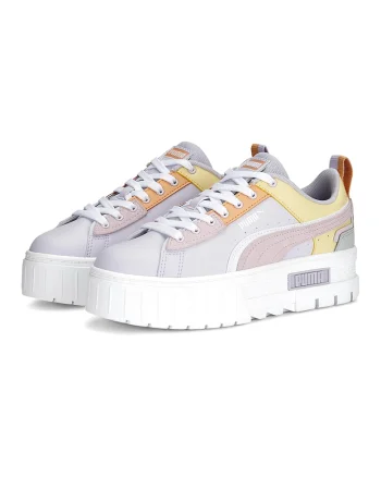Pantofi sport flatform colorblock Mayze UT, Portocaliu/Lila pal/Roz pal