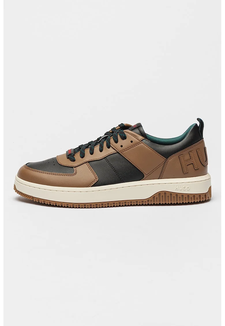 Pantofi sport de piele ecologica cu detaliu contrastant Kilian, Maro inchis/Negru