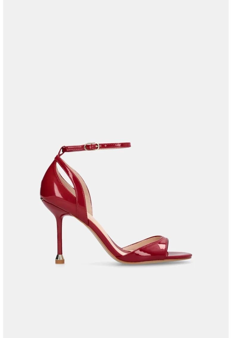 Sandale stiletto de piele lacuita, Rosu