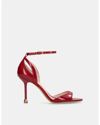 Sandale stiletto de piele lacuita, Rosu