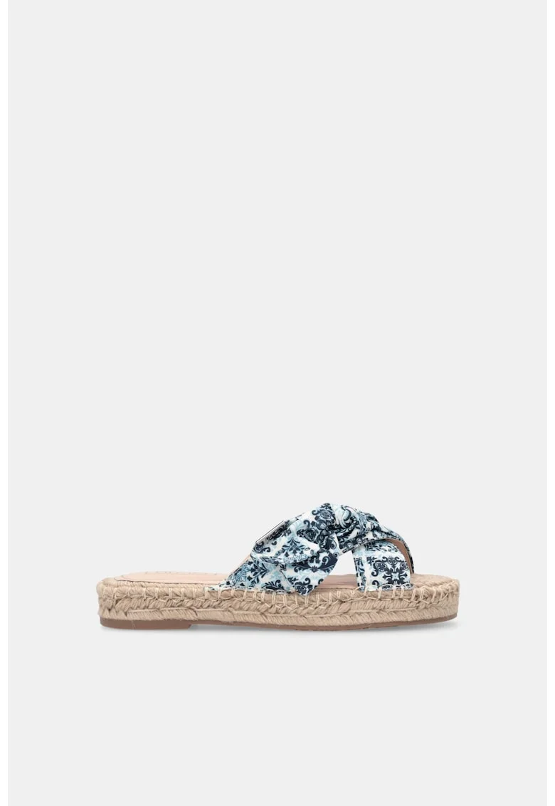 Papuci-espadrile cu model, Alb/Albastru
