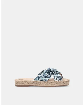 Papuci-espadrile cu model, Alb/Albastru